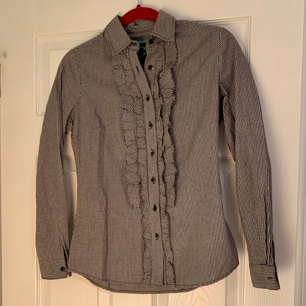 C Wonder Black Gingham Button Down Size 2
